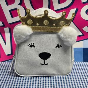 BBW Crowned Royal Polar Bear Mini Cosmetic Make Up Storage Hand Bag